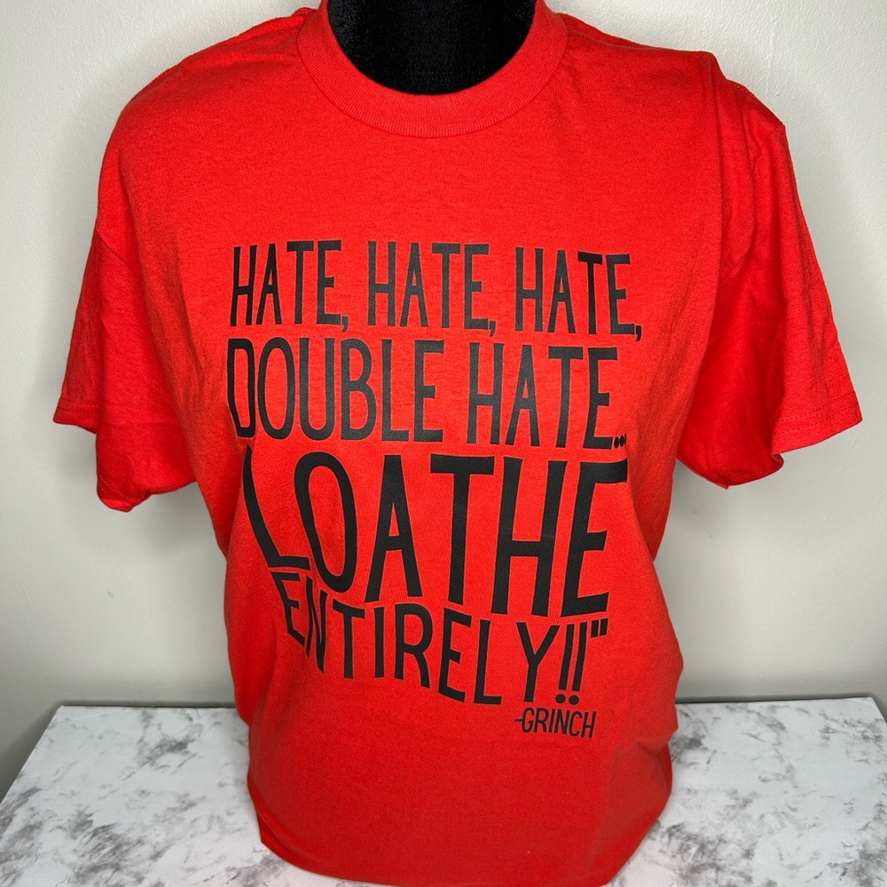 Hate Hate Hate Red Grinch Themed Gilden Tshirt